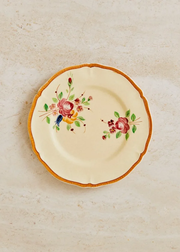 Assiettes à Dessert Anciennes, Crème Fleuries-Sezane Clearance
