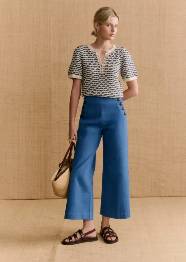 Pantalon Marino Crop-Sezane Hot